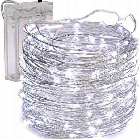 LAMPKI CHOINKOWE 50 LED BARWA BIAŁA ZIMNA 5,24M